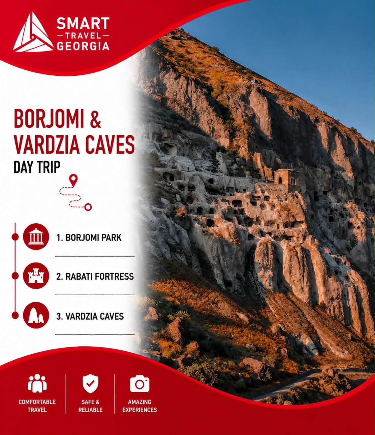 Borjomi and Vardzia caves day trip poster