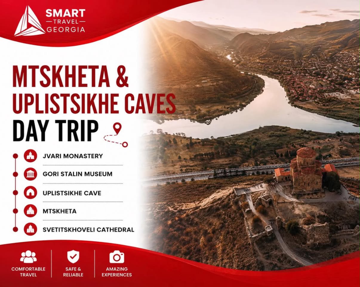 Mtskheta and Uplistsikhe caves day trip poster